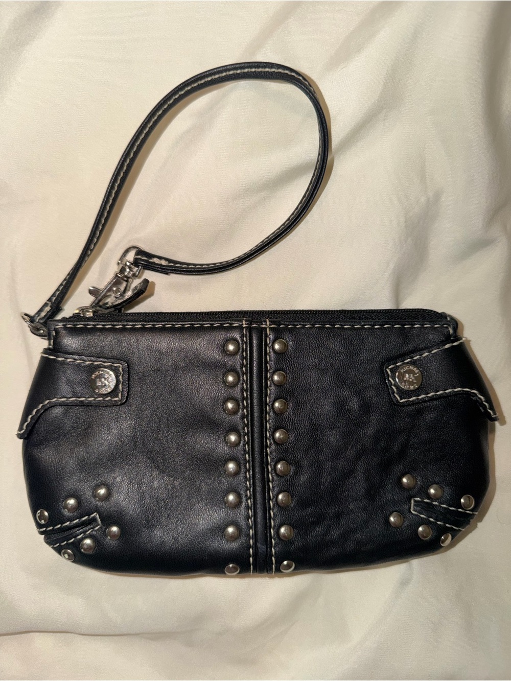 Michael Kors Astor Black Studded Leather Wristlet